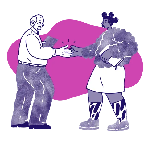 Illustration of two people shaking hands