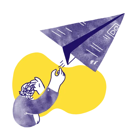 Illustration of a person throwing a paper plane