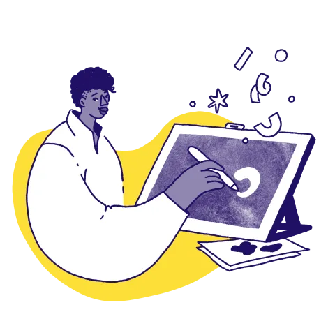 An illustrator using a tablet