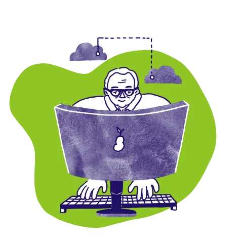 An IT manager at their computer
