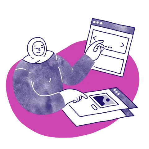 A UX researcher at their computer