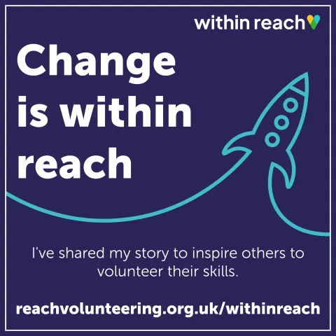 graphic of a rocket part of the within reach campaign about sharing volunteering stories