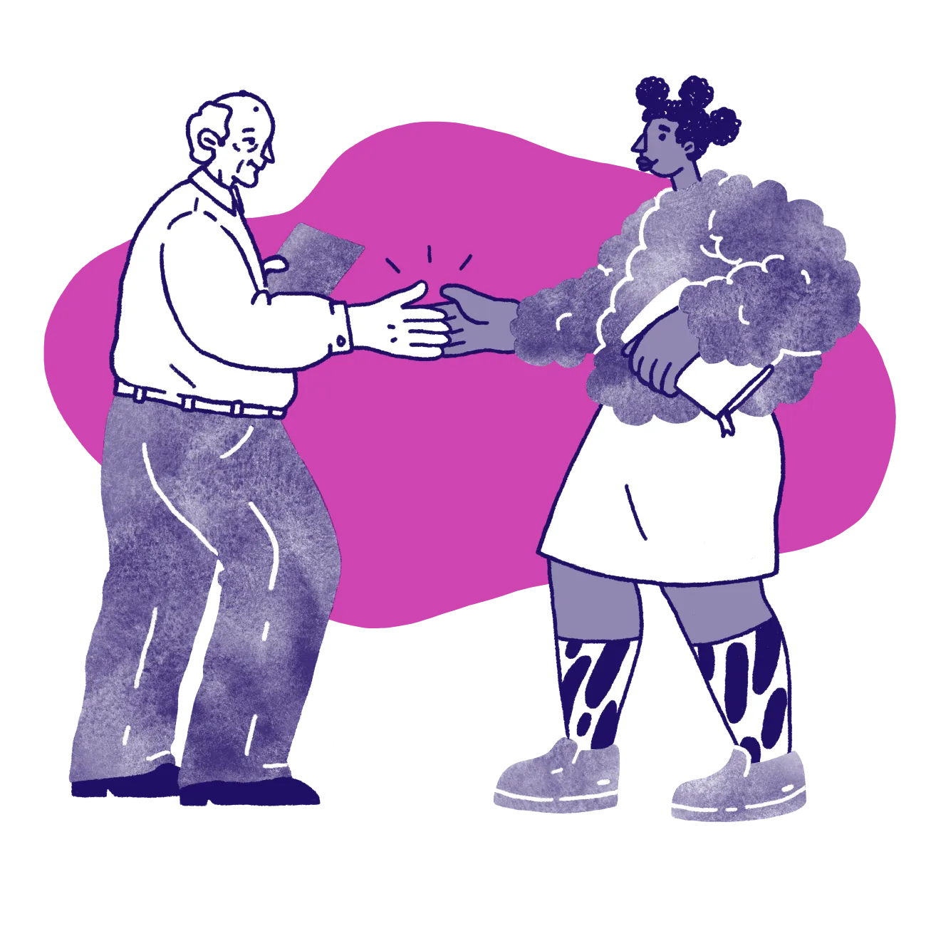 Illustration of two people shaking hands