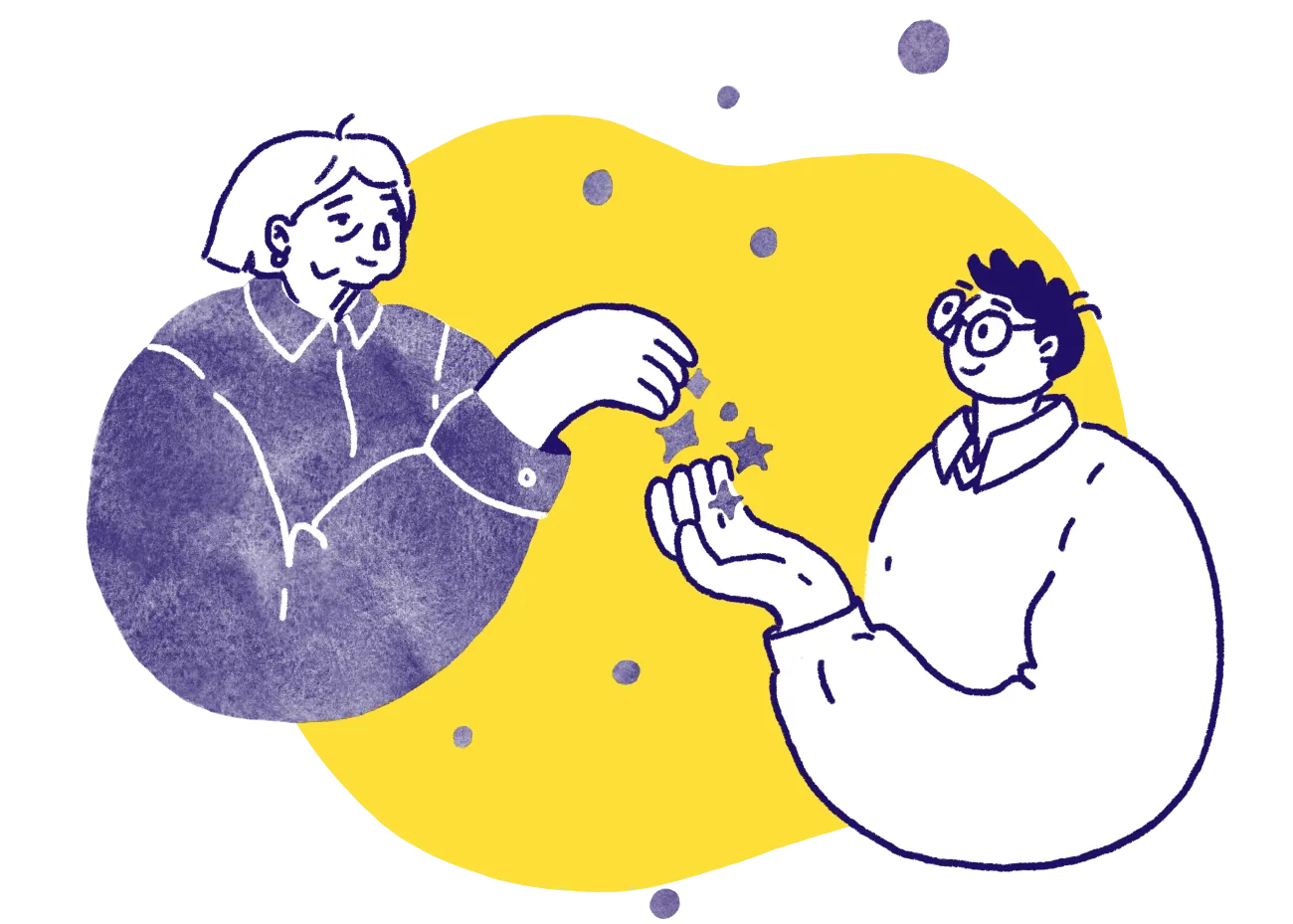 Two volunteers working together