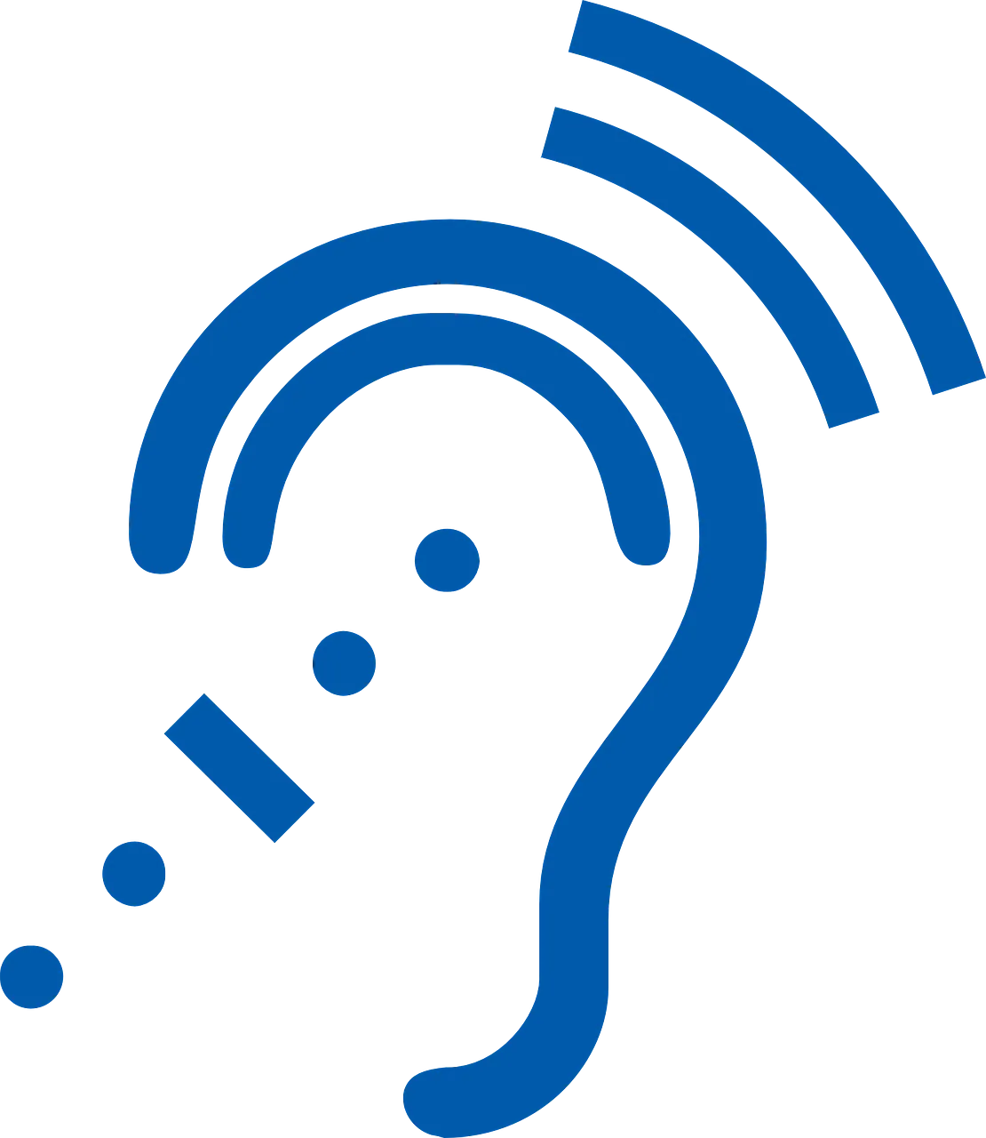 image shows a blue version of the International Symbol for Deafness