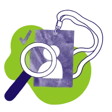Illustration of a lanyard being inspected under a magnifying glass