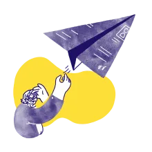 Illustration of a person throwing a paper plane