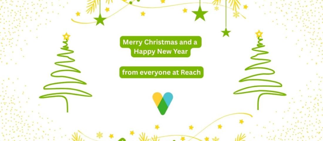 Festive banner with the message 'Merry Christmas and a Happy New Year from everyone at Reach'.