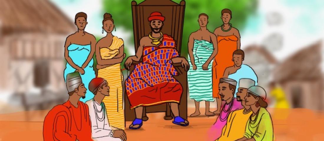 A Settle Stories illustration featuring a tribal chief's wedding by Olasumbo Wright