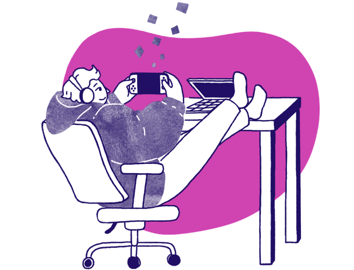Person with their feet up on the desk