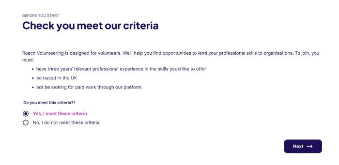 Screenshot showing criteria form
