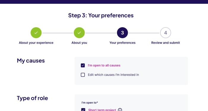 Screenshot showing your preferences form