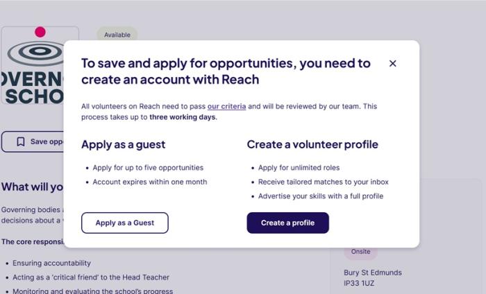 Screenshot showing apply as guest option