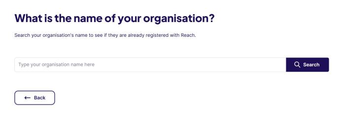 Screenshot showing organisation form