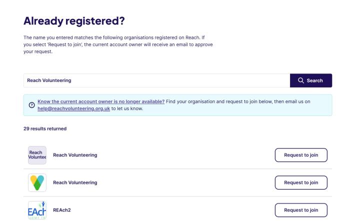 Screenshot showing already registered page