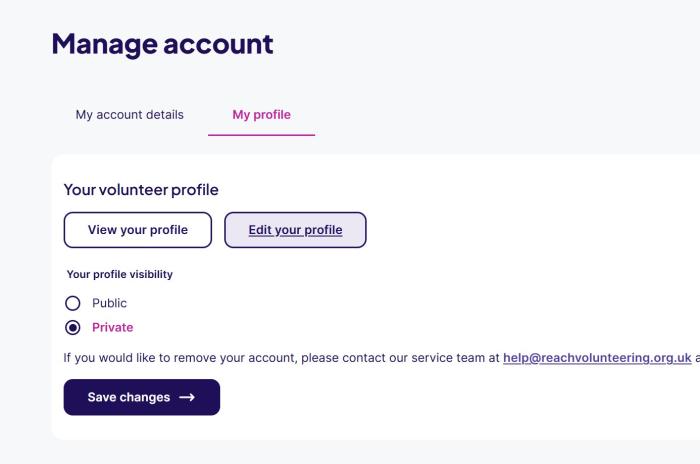 Screenshot showing manage account form